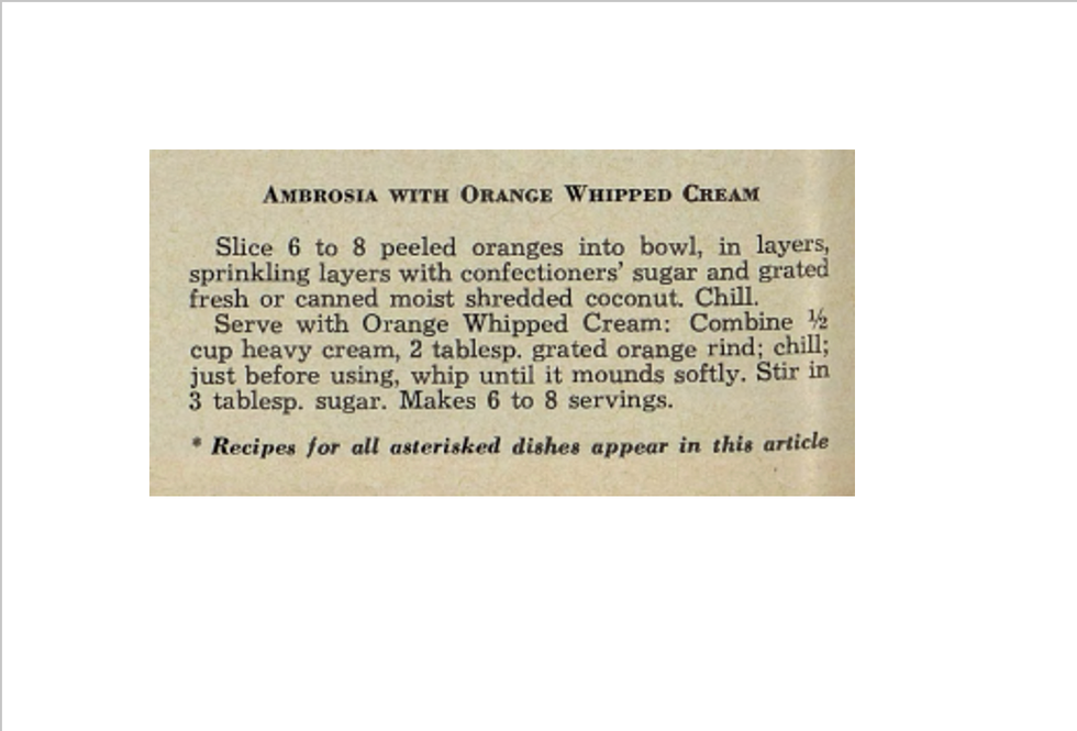 recipe for ambrosia with orange whipped cream