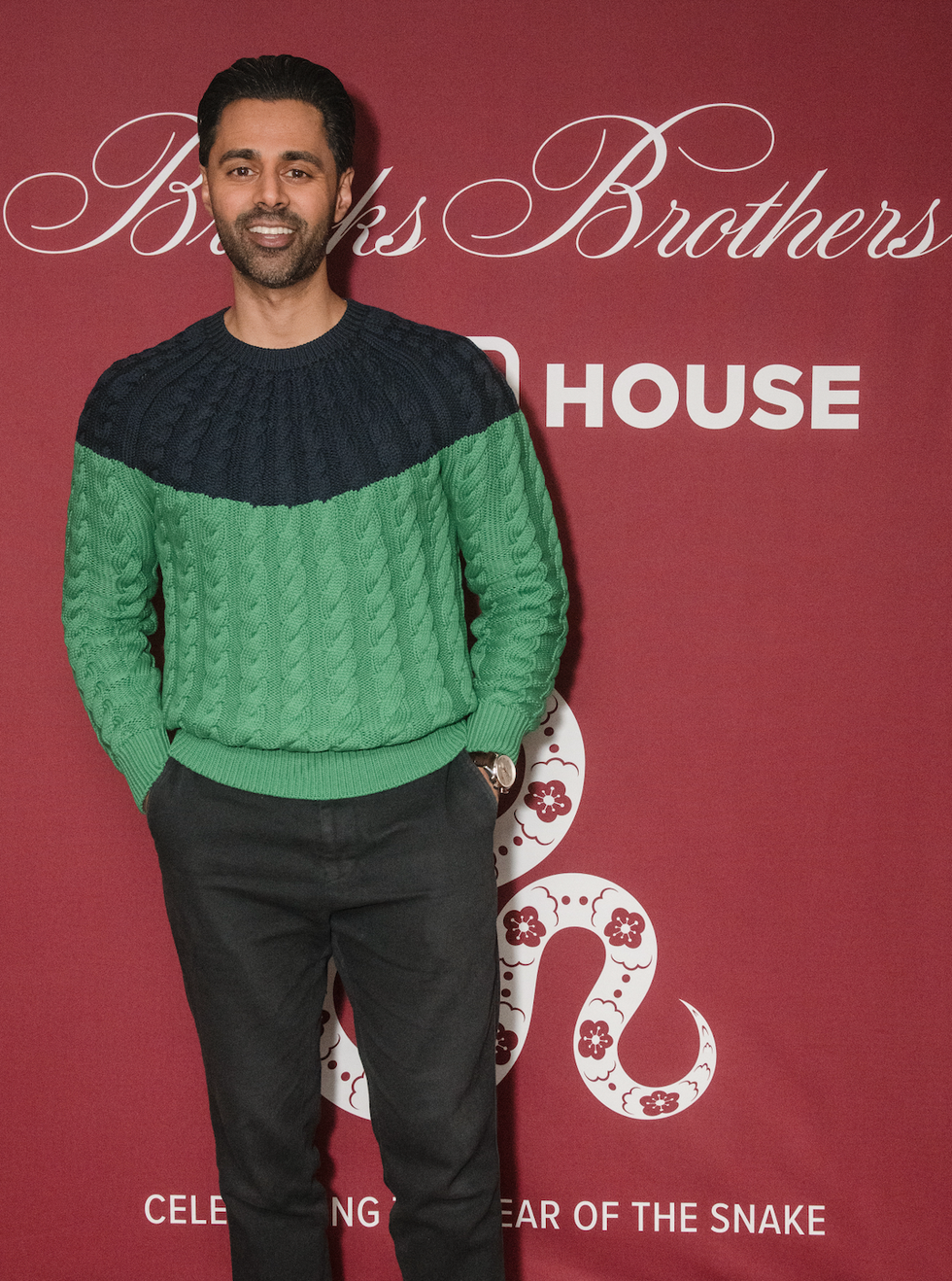 hasan minhaj at brooks brothers event