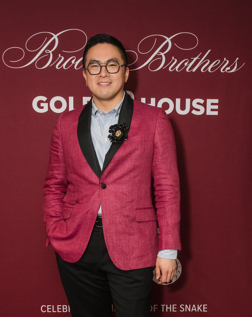 Bowen Yang at brooks brothers event formal attire worn at a stylish event