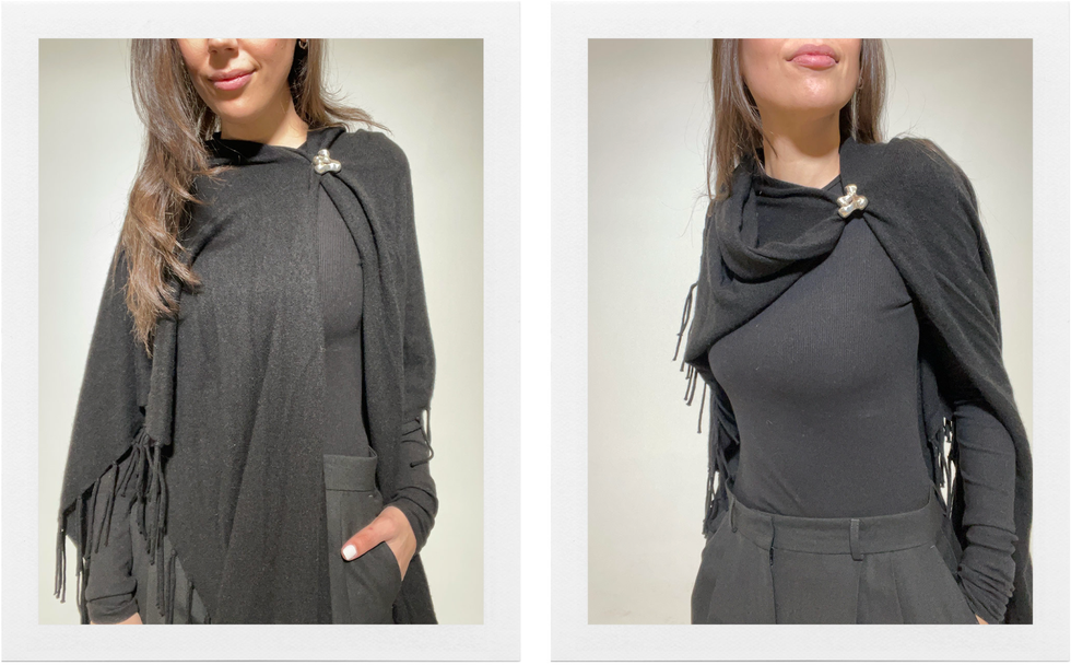wrap scarf scarf coat brooch