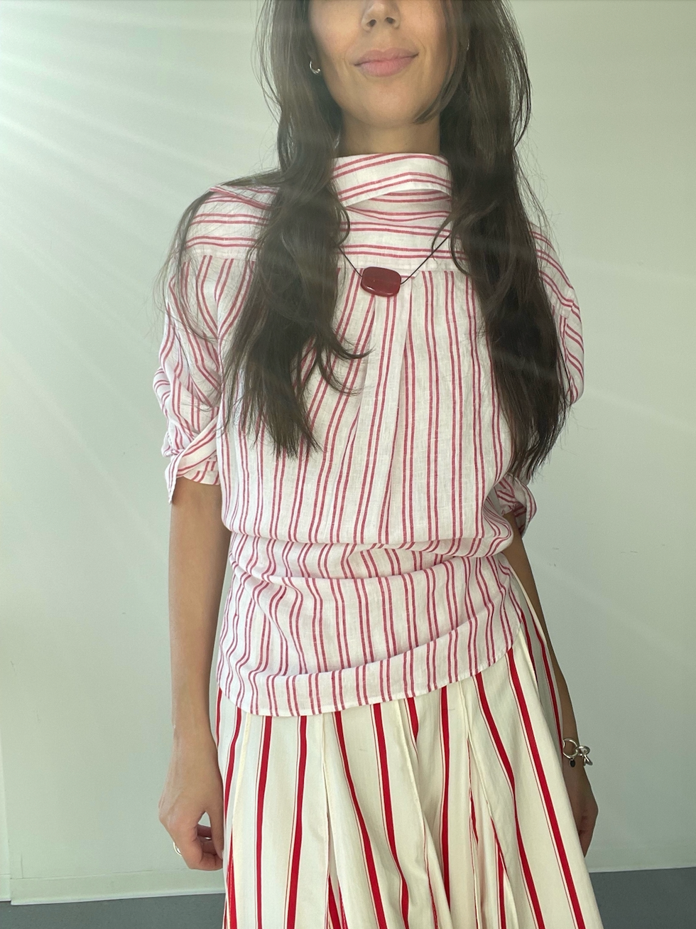 woman in stripes