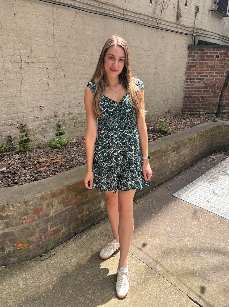 amazon summer dress review yobecho womens summer ruffle sleeve sweetheart neckline printing dress mini dress (small, blackish green)
