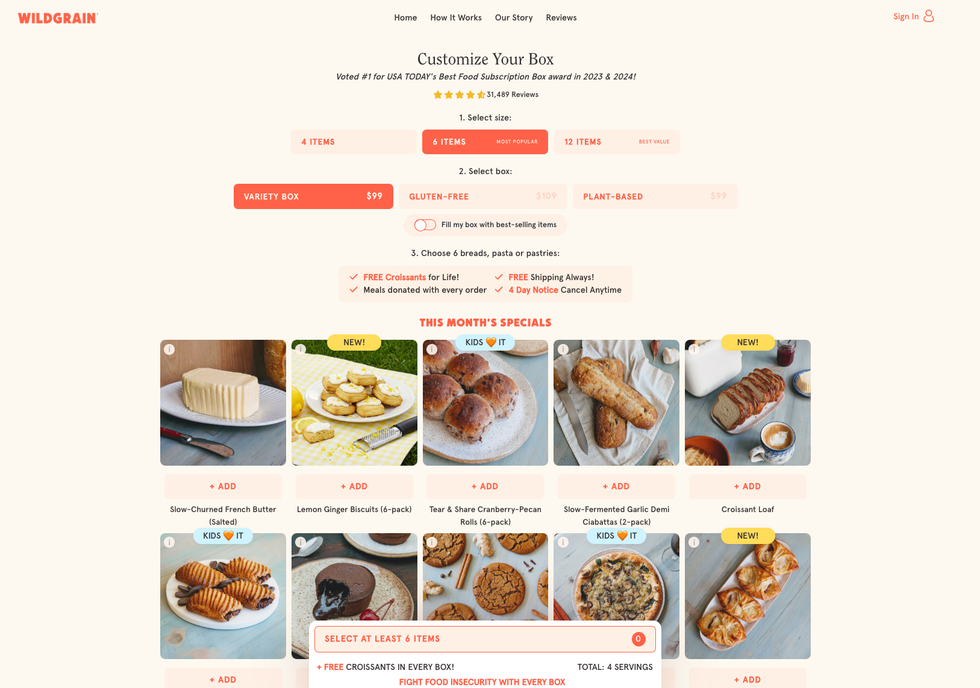 wildgrain's website ordering process