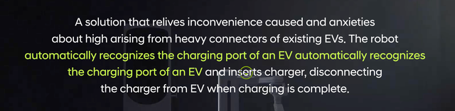 Description of a robotic charging solution for electric vehicles