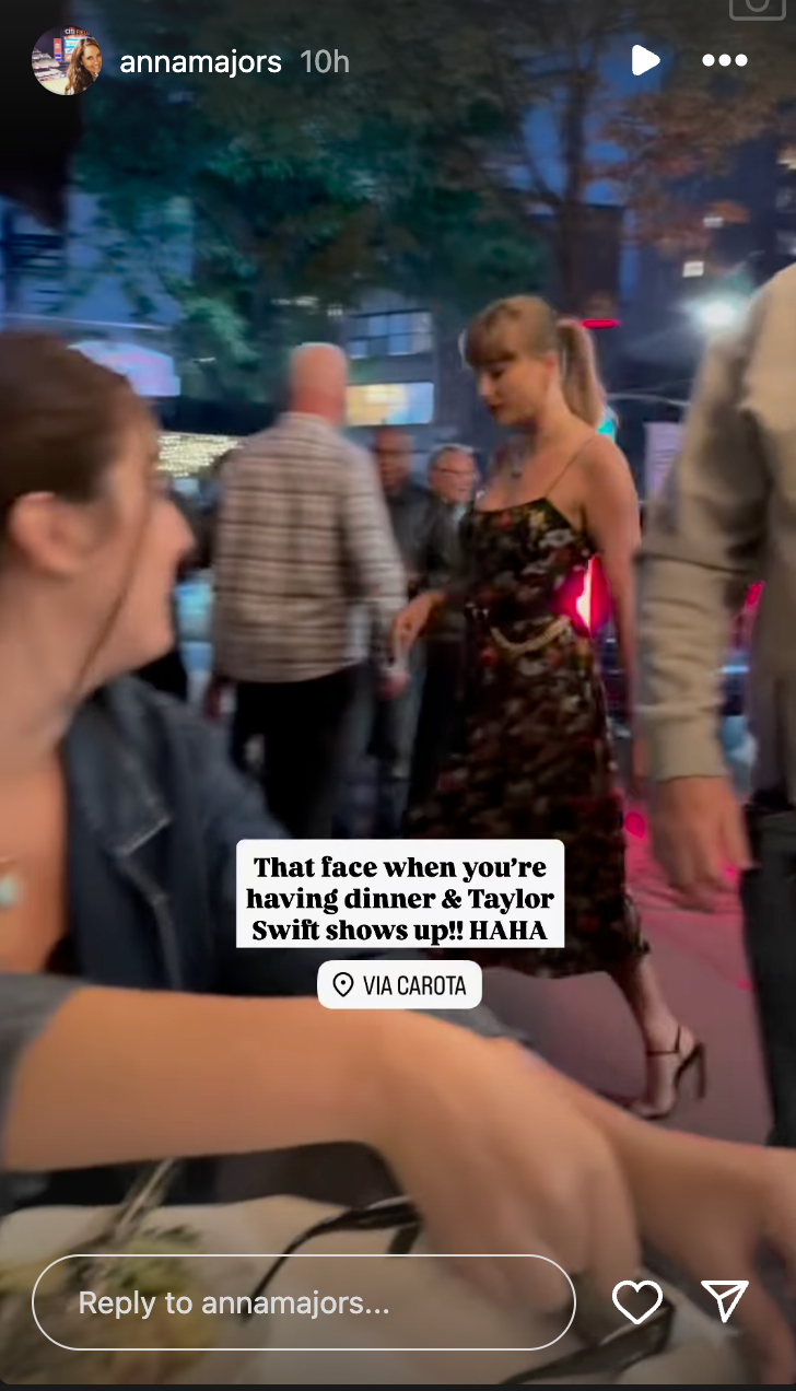 Taylor Swift Emerges in NYC Looking Chic in a Black Floral Slipdress