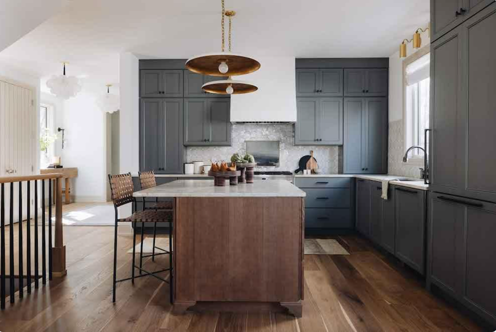 a kitchen with wellborn cabinets