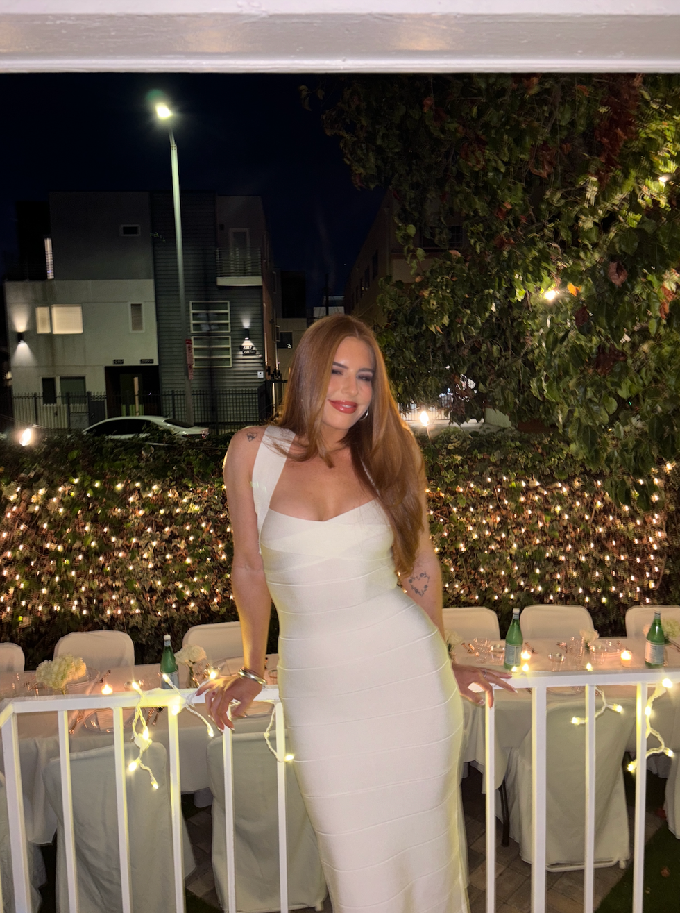 woman in bandage dress