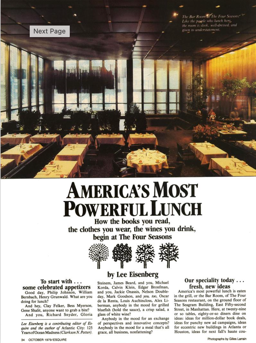 the four seasons grill room 1979