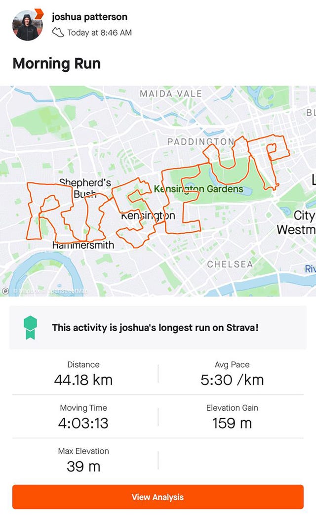 un itinerario matutino de strava