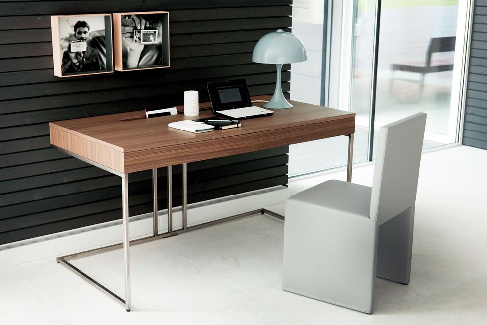 Furniture, Desk, Table, Room, Computer desk, Interior design, Material property, Writing desk, Rectangle, Office, 