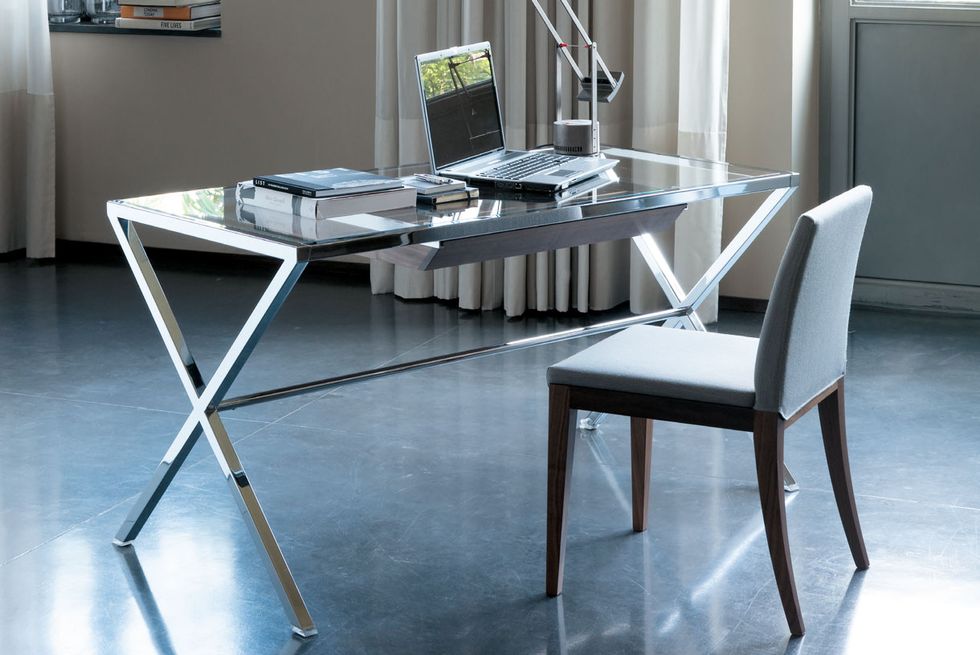Furniture, Table, Desk, Chair, Floor, Room, Interior design, Kitchen & dining room table, Flooring, Material property, 