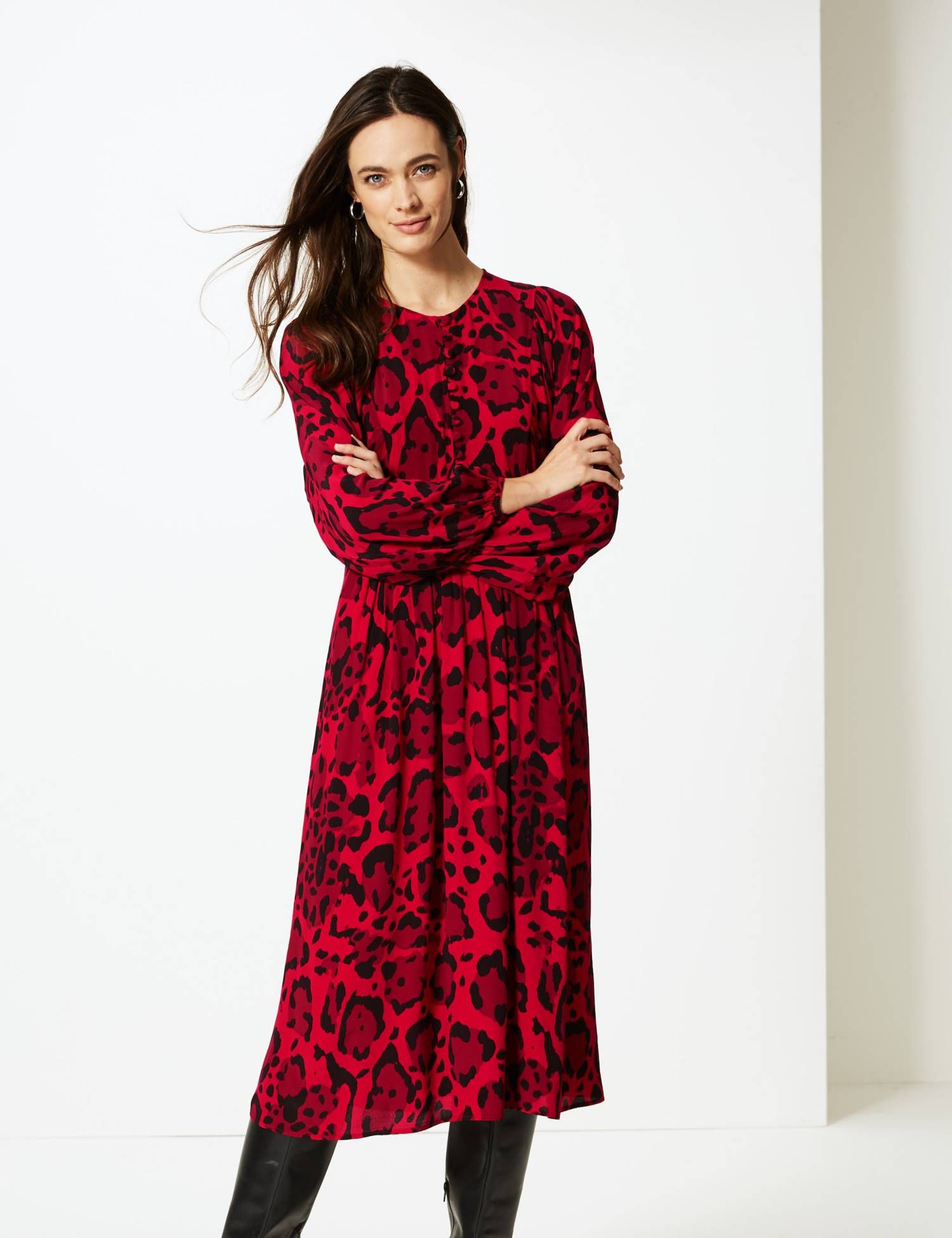 H and m shop red leopard print dress