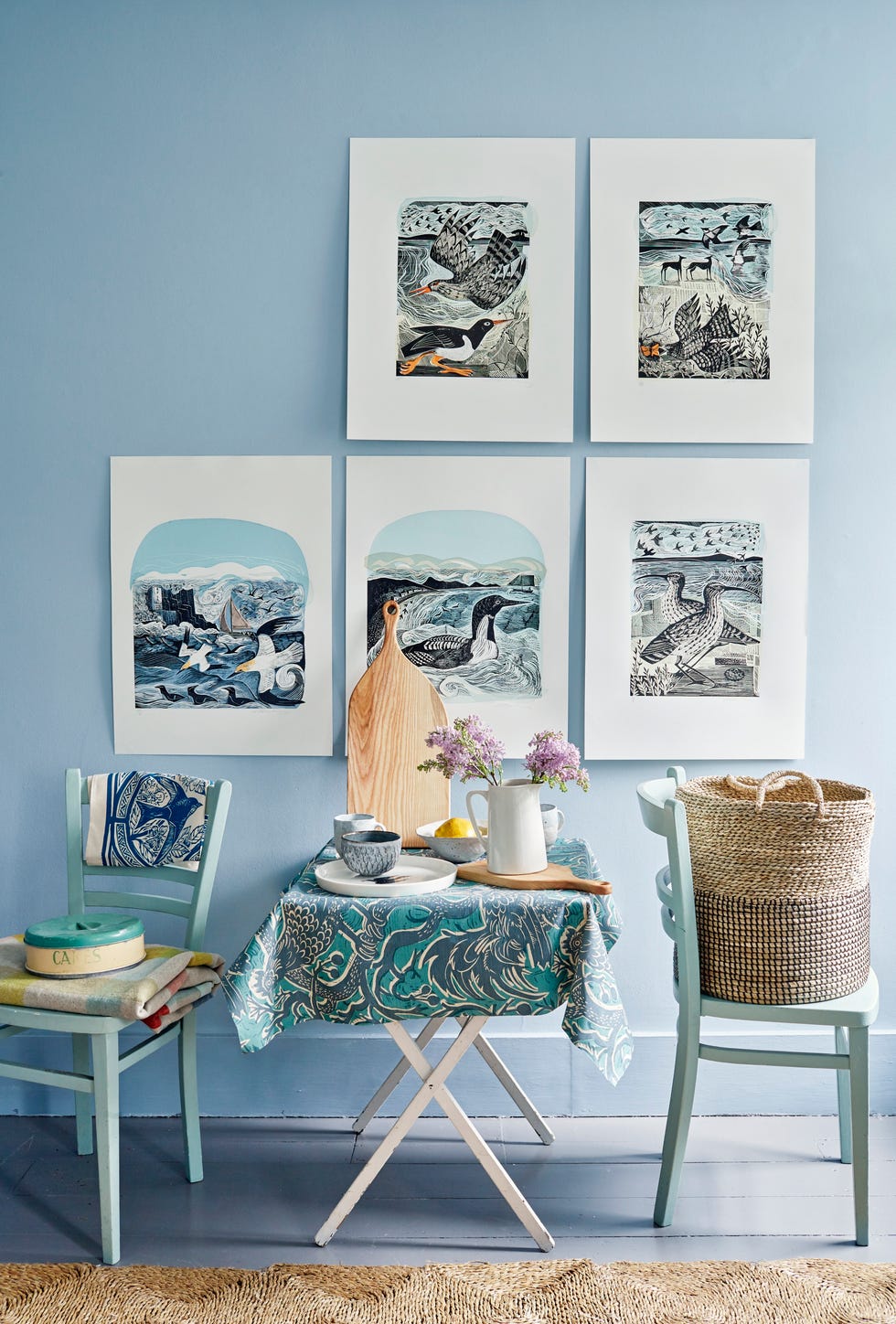 bird themed artwork in sitting room interior