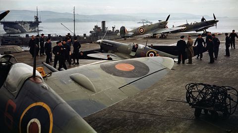 supermarine seafire fighters of the fleet air arm on board an aircraft carrier, circa 1942 photo by fox photoshulton archivegetty images