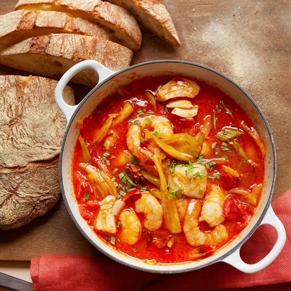 seafood, chorizo  vegetable stew
