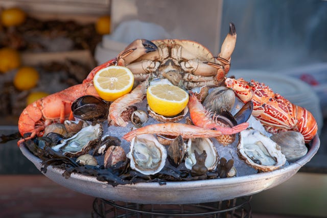 seafood plate in a french restaurant on the french riviera