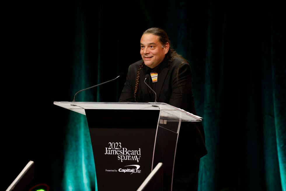 chicago, illinois june 05 sean sherman speaks onstage at the 2023 james beard restaurant and chef awards at lyric opera of chicago on june 05, 2023 in chicago, illinois photo by jeff scheargetty images for the james beard foundation