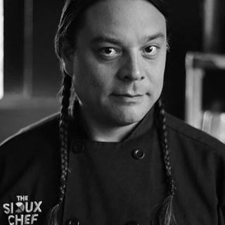 headshot of sean sherman the sioux chef