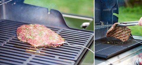 searing flank steak on smart gas grill