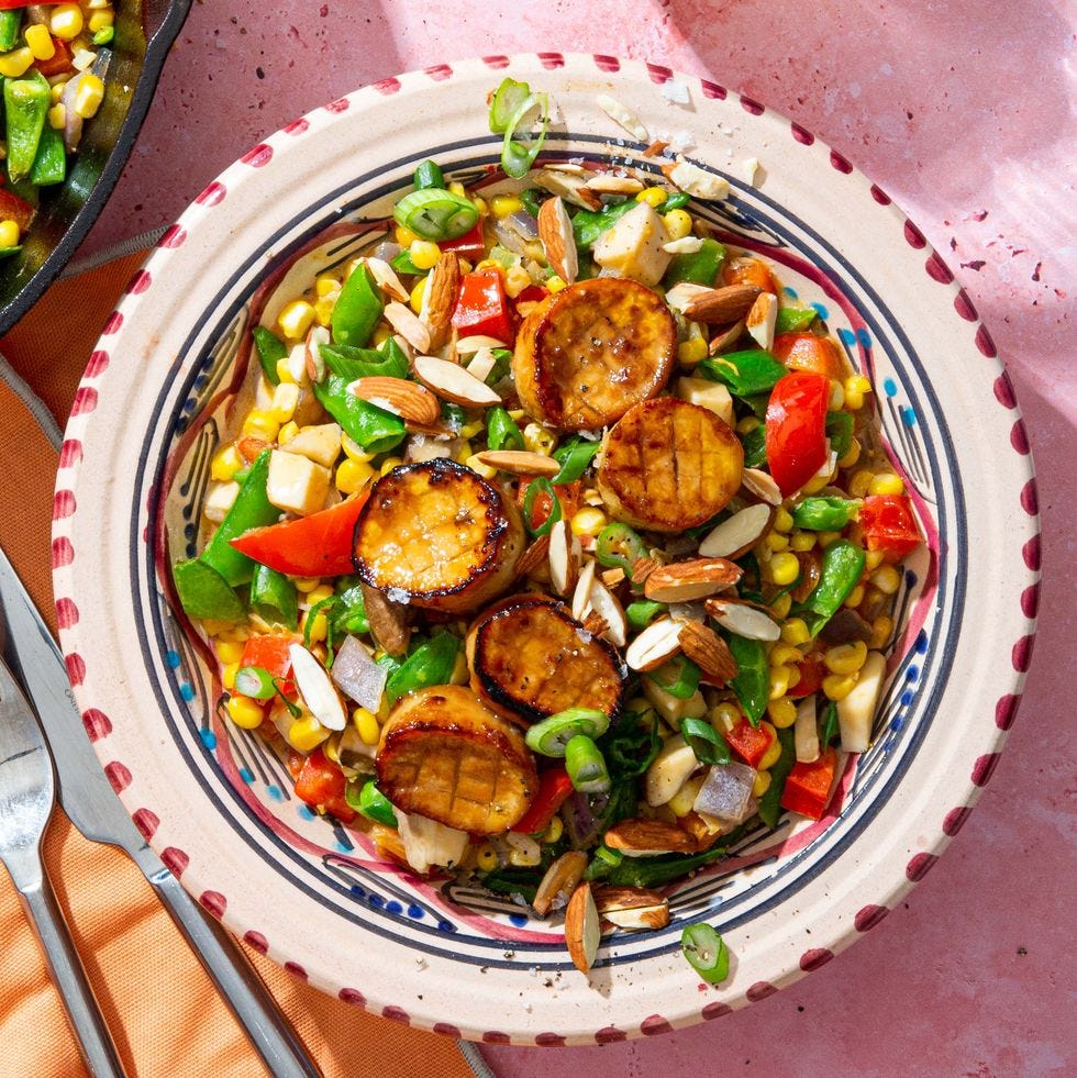 vegan scallops with succotash