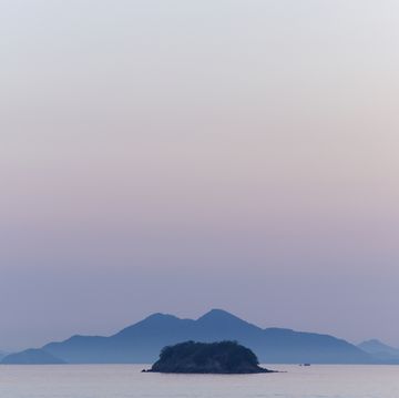 seascape with color gradient of sky at twilight