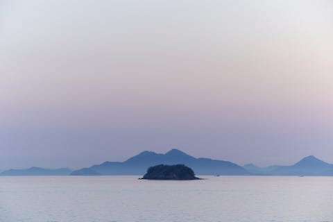 seascape with color gradient of sky at twilight
