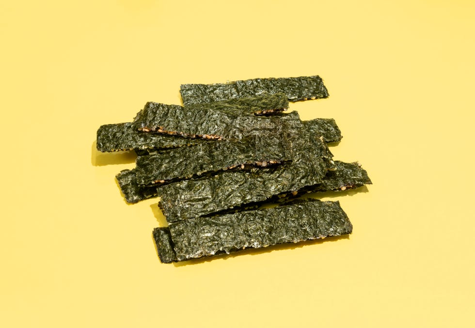 seaweed snack on yellow background