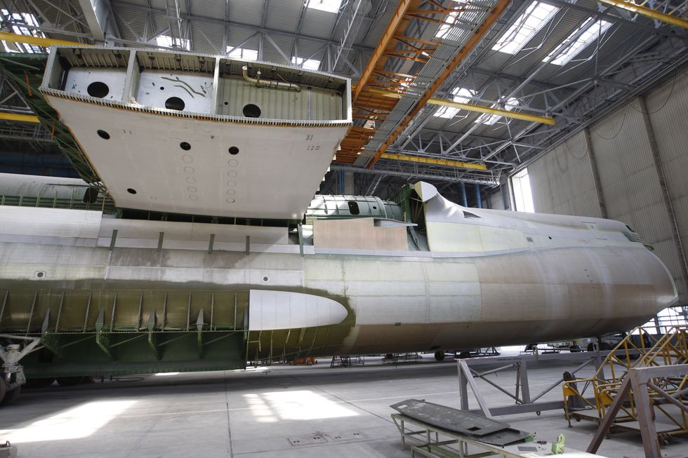 a second model of the antonov an 225 mriya cargo plane at antonov aircraft plant in kiev