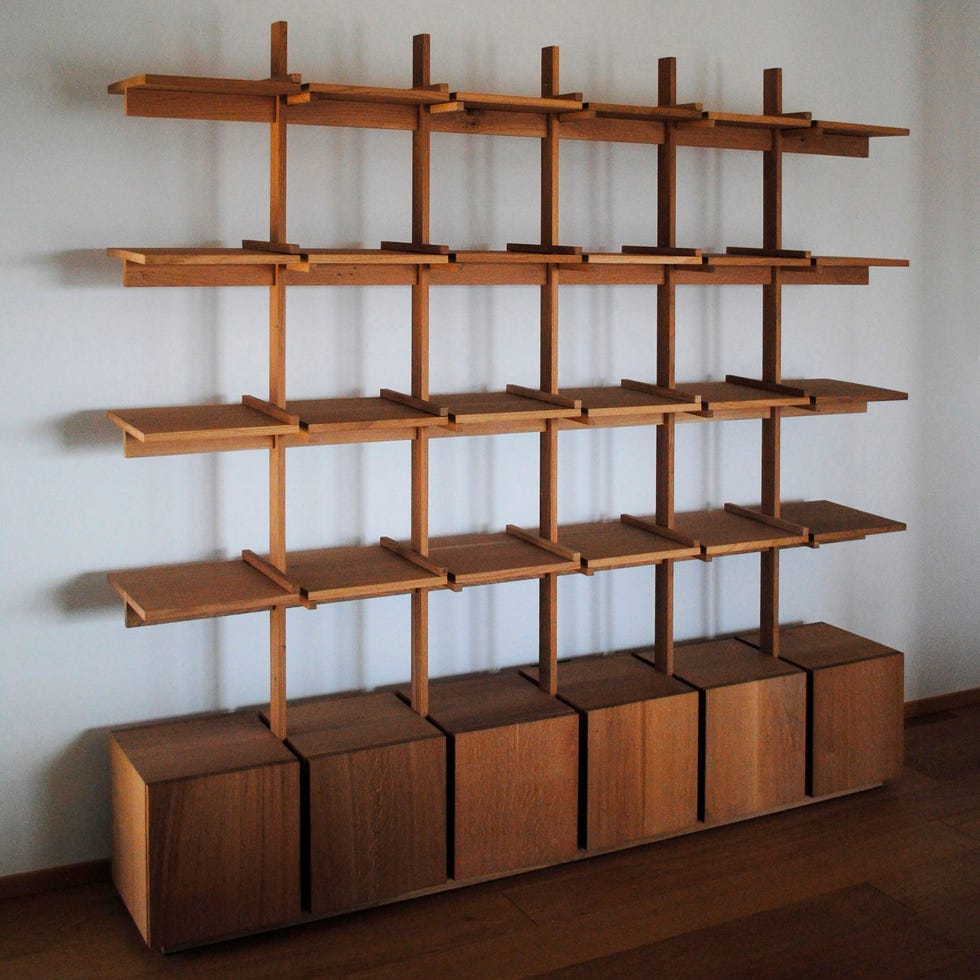 a wooden bookshelf