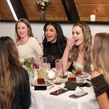 Secret lives of mormon wives season 1 recap gathering of women at a celebratory dinner table
