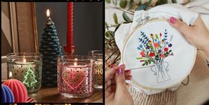 christmas candles and hand embroidery kit