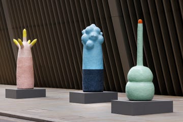 a group of colorful sculptures