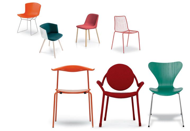 Sedie design colorate per interni di carattere