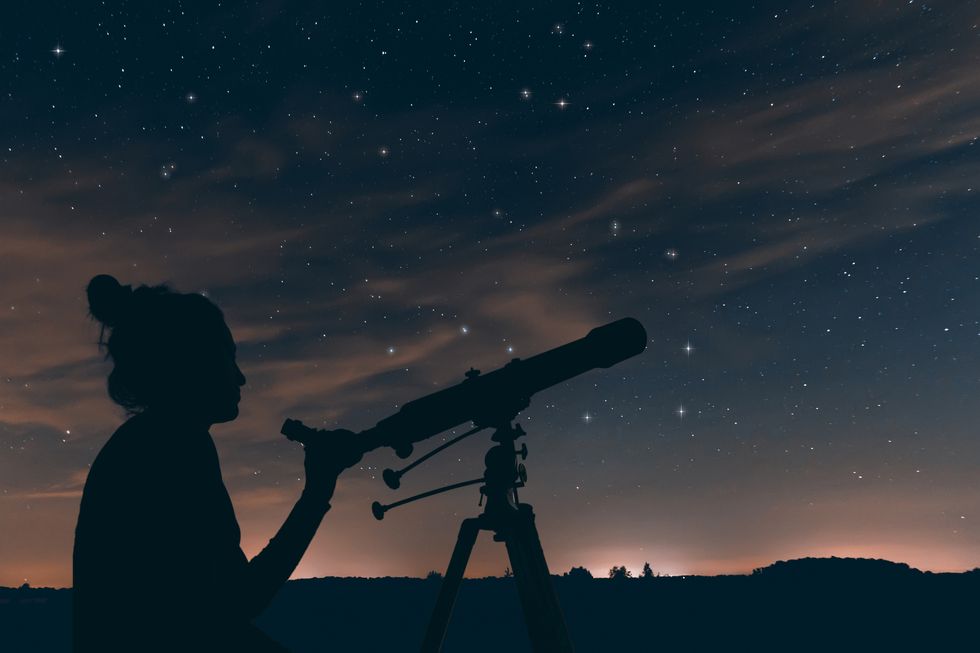 Sky, Astronomy, Optical instrument, Telescope, Silhouette, Science, Cloud, Atmosphere, Night, Star, 