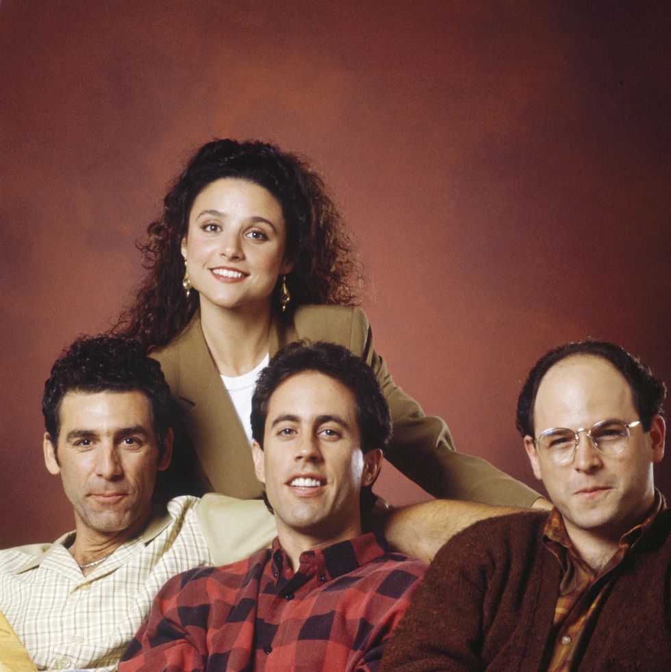 seinfeld    pictured l r michael richards as cosmo kramer, julia louis dreyfus as elaine benes, jerry seinfeld as jerry seinfeld, jason alexander as george costanza  photo by chris hastonnbcu photo banknbcuniversal via getty images via getty images