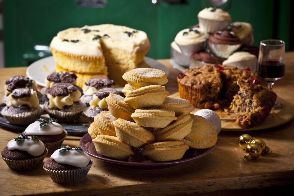 selection of homemade rustic baked goods such as sweet pies and cupcakes
