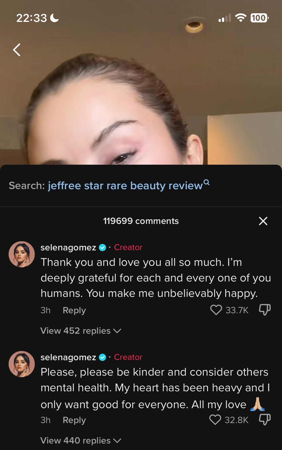 selena gomez's tiktok comment