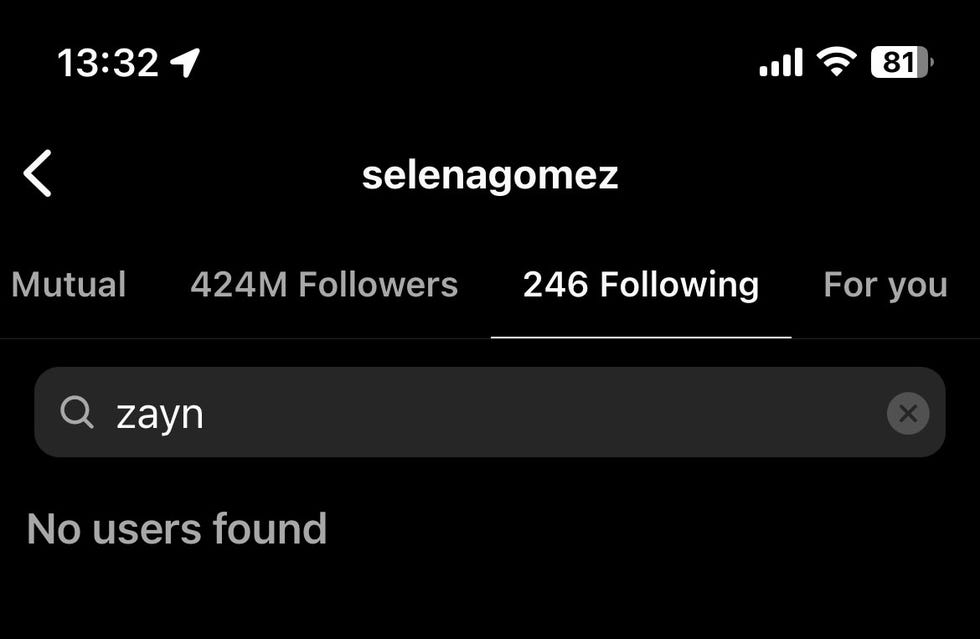 selena gomez no longer following zayn malik as of 132 pm on june 25﻿