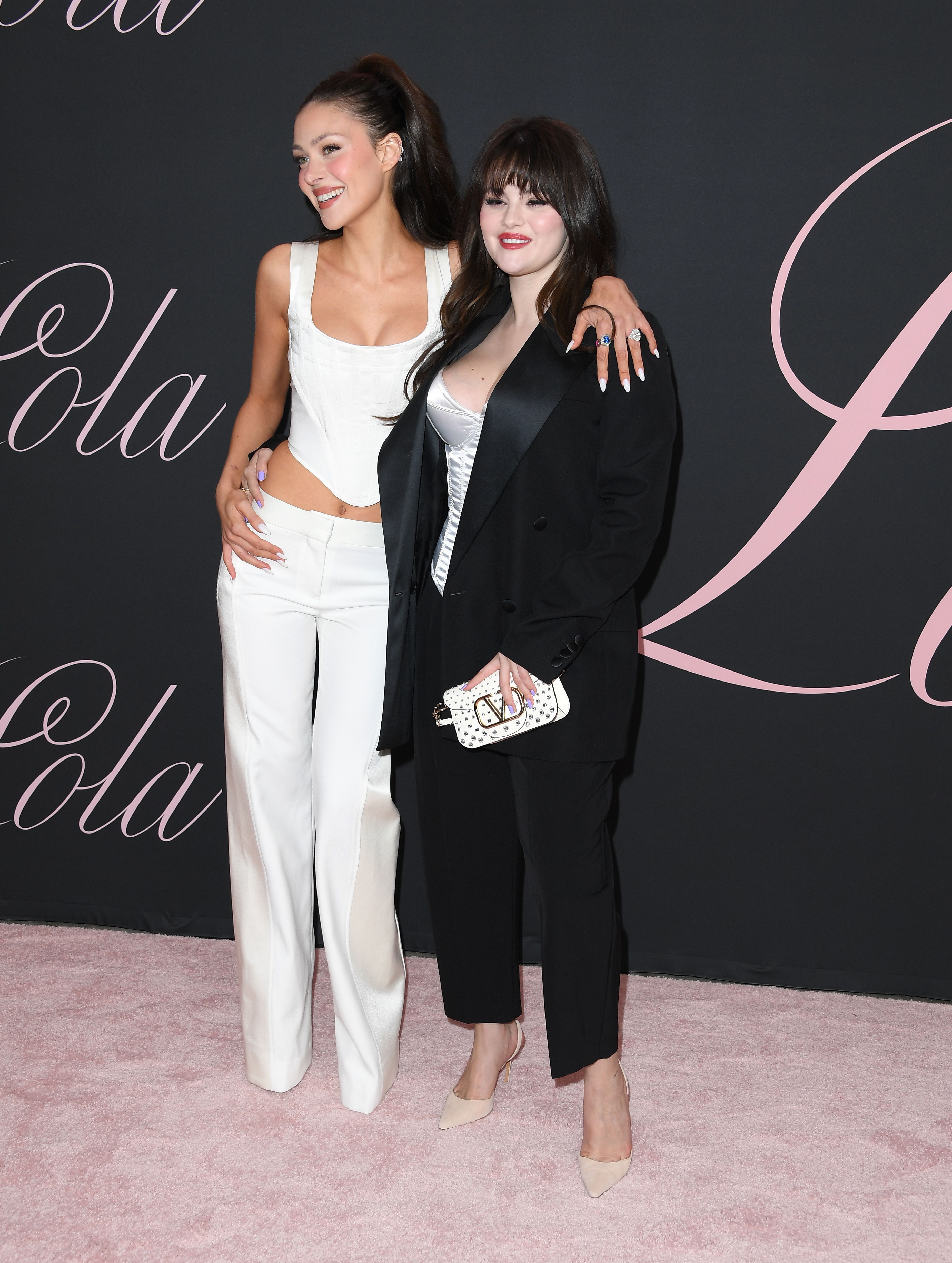 Selena Gomez Debuts Bangs and Wears White Bustier Top to Lola Premiere in  Los Angeles