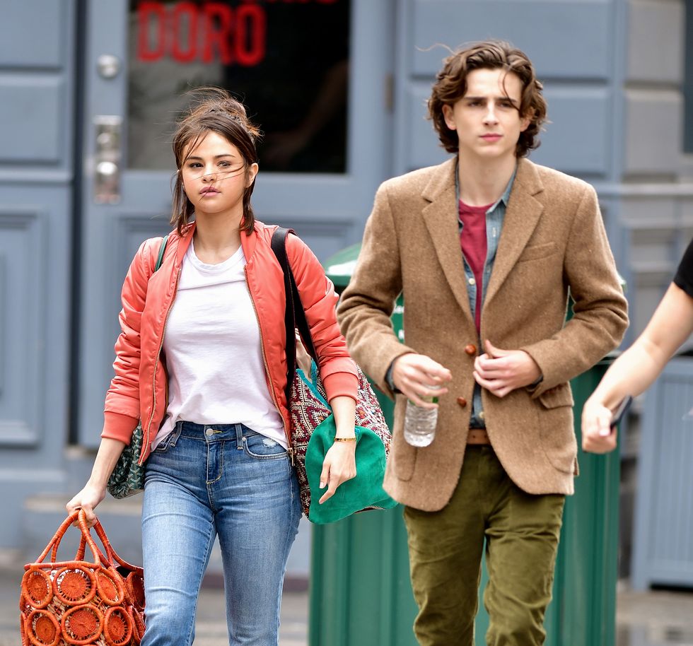 selena gomez and timothee chalamet in new york city on september 19, 2017