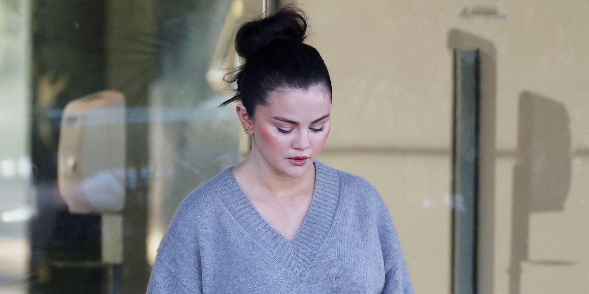 Selena Gomez Shows Off Her Cozy Work Attire in a Reformation Sweater