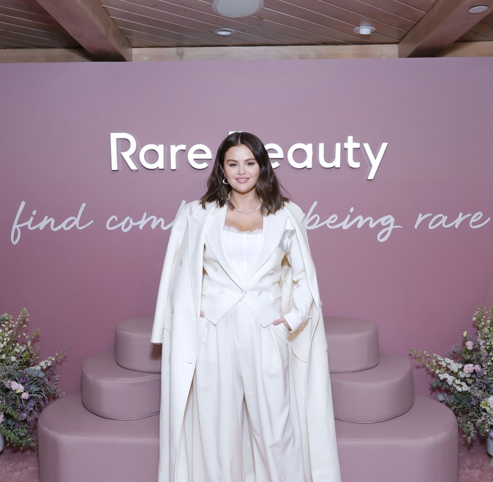 selena gomez celebrates the launch of rare beauty's find comfort body collection in la