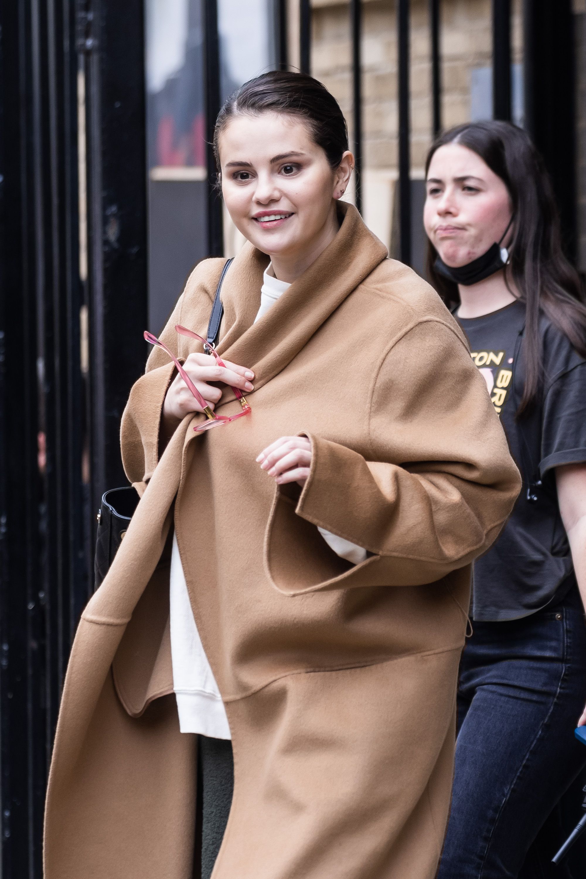 Selena Gomez Wears a Red Utility Jumpsuit on Set in New York