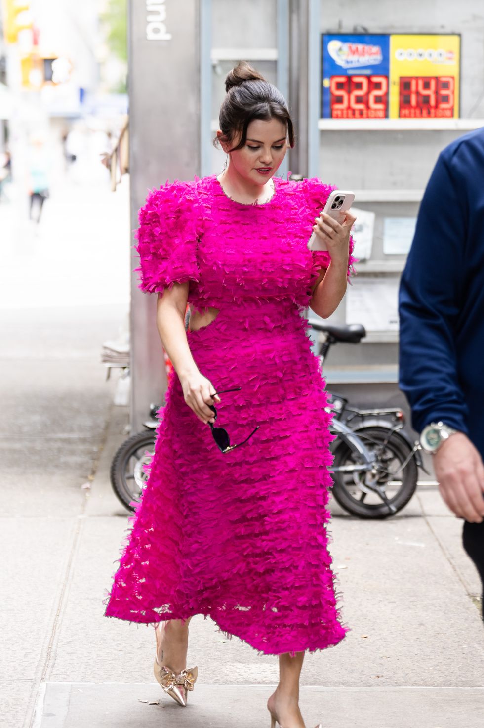 selena gomez pink cutout dress