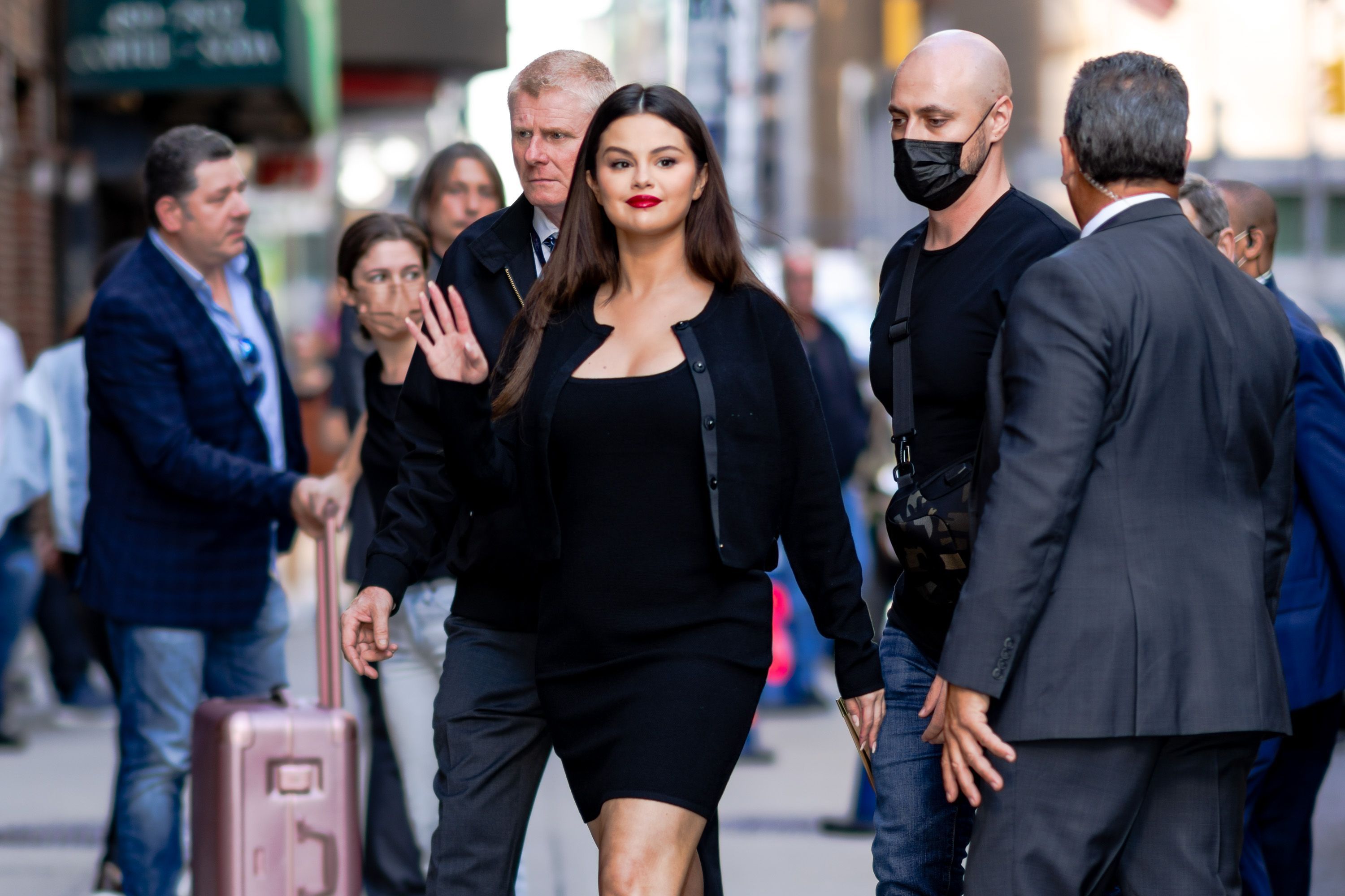Selena Gomez's NYC Street Style Look: Purple Prada Coat, Black