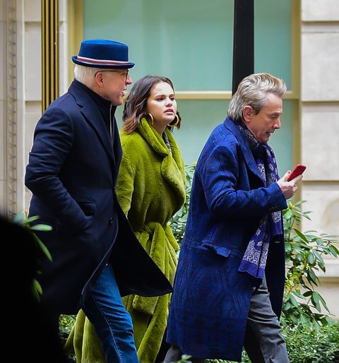 selena gomez, steve martin and martin short are seen filming only murders in the building in the upper west side