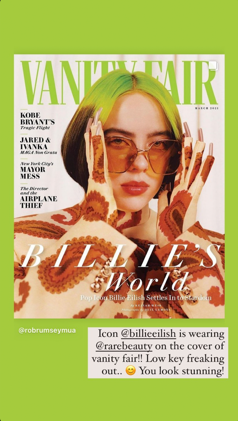 Billie Eilish Wore Rare Beauty On Vanity Fair And Selena Gomez is ...