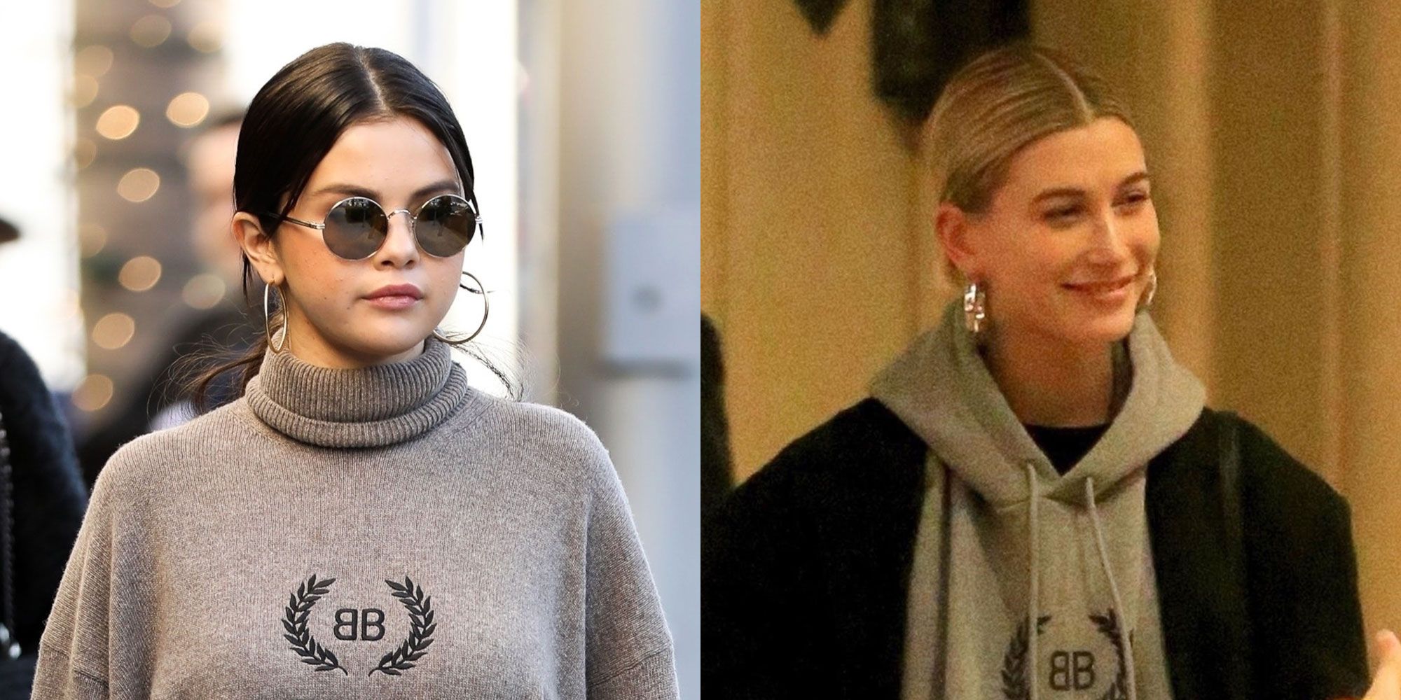 Selena Gomez And Hailey Baldwin Both Wore Grey Balenciaga Sweaters In ...