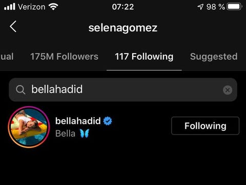 Bella Hadid Refollows Selena Gomez on Instagram and Marks End of The ...