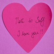 self love quote written on heart shaped post it that says not to self, i love you